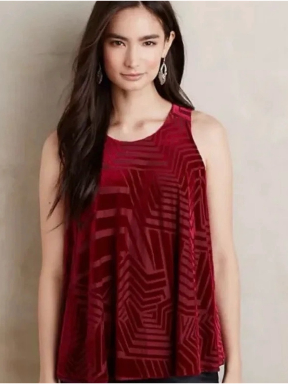 Sunday in Brooklyn Anthropologie  Burgundy Velvet Sleeveless Top